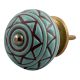 Sea Green Base Brown Pattern Etched Ceramic Drawer Knob