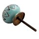 Sea Green Etched Ceramic Floral Cabinet Knob Online