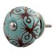 Sea Green Etched Ceramic Floral Cabinet Knob Online