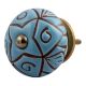 Turquoise Etched Ceramic Floral Cabinet Knob Online