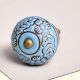 Turquoise Base Brown Leaf Flower Etched Ceramic Drawer Knob
