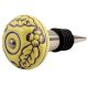 Yellow Brown Leaf Flower Etched Ceramic Wine Stopper