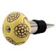 Brown Marigold Etched Ceramic Floral Wine Stopper