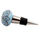 Turquoise Etched Ceramic Floral Wine Stopper
