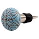 Turquoise Amarylis Floral Etched Ceramic Wine Stopper