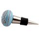 Turquoise Base Brown Leaf Flower Etched Ceramic Wine Stopper