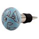 Turquoise Calla Lily Brown Etched Ceramic Wine Stopper