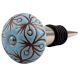 Turquoise Etched Ceramic Floral Wine Stopper