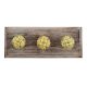Yellow Base Brown Etched Ceramic Floral Wooden Hooks