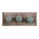 Sea Green Base Brown Pattern Etched Ceramic Wooden Hooks