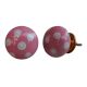 Pink White Polka Ceramic Drawer Knob