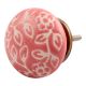 Old Pink Etched Flat Ceramic Cabinet Knob