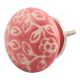 Old Pink Etched Flat Ceramic Cabinet Knob