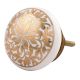 Golden Ornamental Flower Flat Ceramic Cabinet Knob
