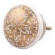 Golden Ornamental Flower Flat Ceramic Cabinet Knob