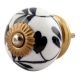 Black Leaf Flower Ceramic Cabinet Knob