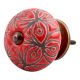 Red Etched Ceramic Floral Dresser Knob Online