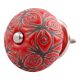 Red Etched Ceramic Floral Dresser Knob Online