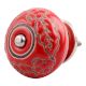 Red Leaf Flower Etched Ceramic Drawer Knob