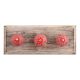 Red Etched Ceramic Floral Wooden Hooks