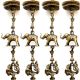 Brass Vintage Chain With Elephant, Oil Lamp and Peacock Figurine(Set Of 4 Pieces)
