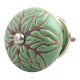 Pea Green Amarylis Floral Etched Ceramic Drawer Knob