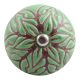 Pea Green Amarylis Floral Etched Ceramic Drawer Knob