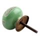 Pea Green Calla Lily Brown Etched Ceramic Cabinet Knob