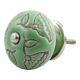 Pea Green Calla Lily Brown Etched Ceramic Cabinet Knob