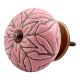 Pink Amarylis Floral Etched Ceramic Drawer Knob