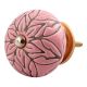 Pink Amarylis Floral Etched Ceramic Drawer Knob