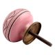 Pink Pattern Etched Ceramic Dresser Knob