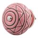 Pink Pattern Etched Ceramic Dresser Knob