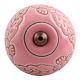 Pink Leaf Flower Etched Ceramic Drawer Knob