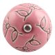 Pink Calla Lily Brown Etched Ceramic Cabinet Knob