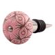 Pink Etched Ceramic Floral Wine Stopper