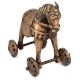 Brass Primitive Horse and Rider on Rolling Wheels