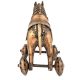 Brass Primitive Horse and Rider on Rolling Wheels