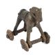 Old Brass Temple Toy Horse on Wheels