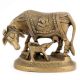 Brass Kamdhenu Cow and Calf Statue