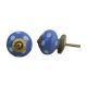 Slate Blue White Polka Ceramic Knob