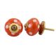 Orange White Polka Dotted Ceramic Knob
