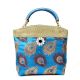 Sky Blue Hand Bag - Peacock Feather with Zari