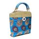 Sky Blue Hand Bag - Peacock Feather with Zari