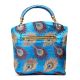 Sky Blue Hand Bag - Peacock Feather with Zari