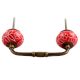 Red Leaf Floral Ceramic Bridge Handle