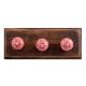 Dark Pink Leaf Floral Ceramic Wooden Hooks