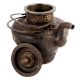 Brass Copper Teapot with Engraved Scrolls and Flower Motifs