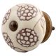 Cream Brown Marigold Etched Ceramic Drawer Knob