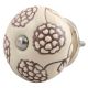 Cream Brown Marigold Etched Ceramic Drawer Knob